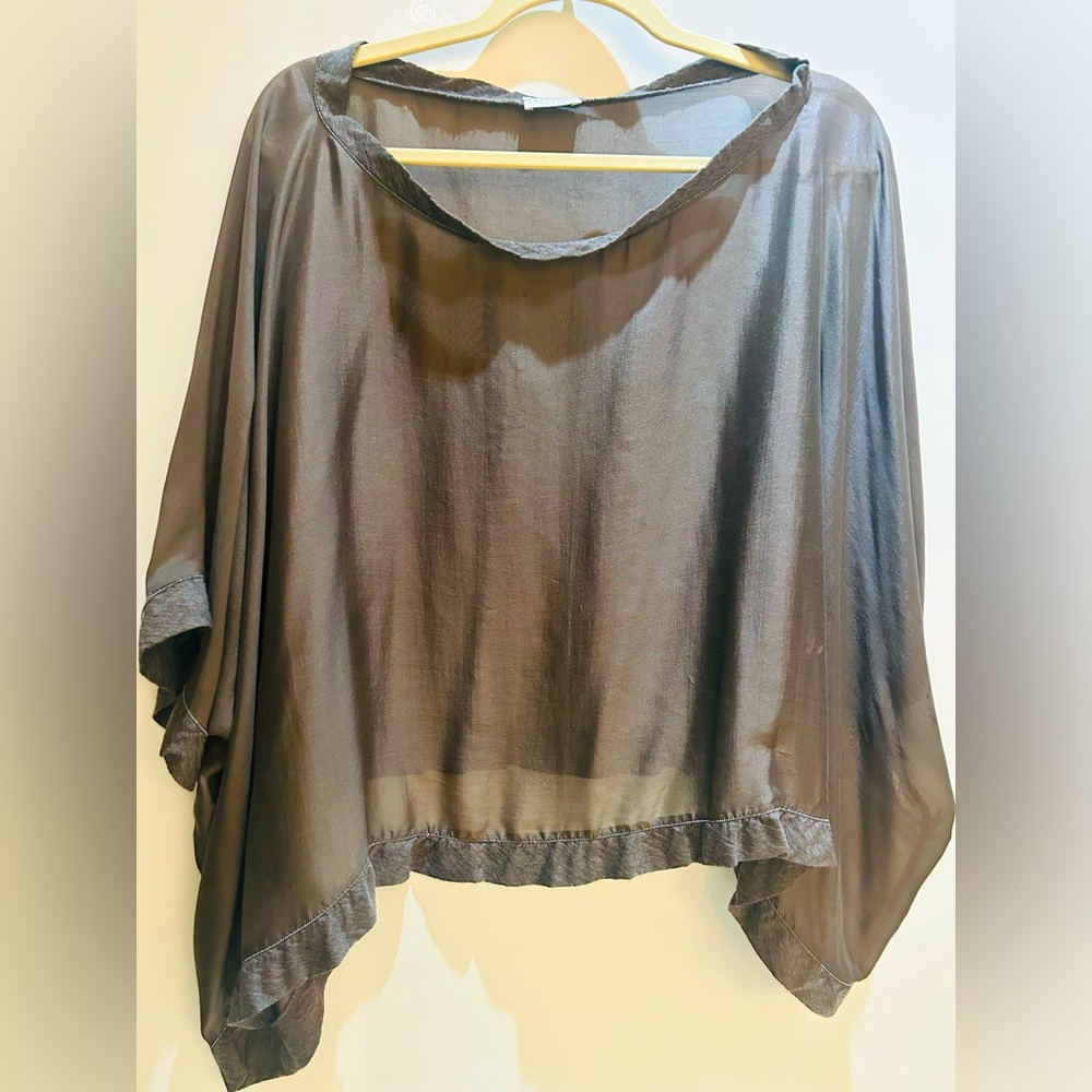 Brunello Cucinelli silk taupe top